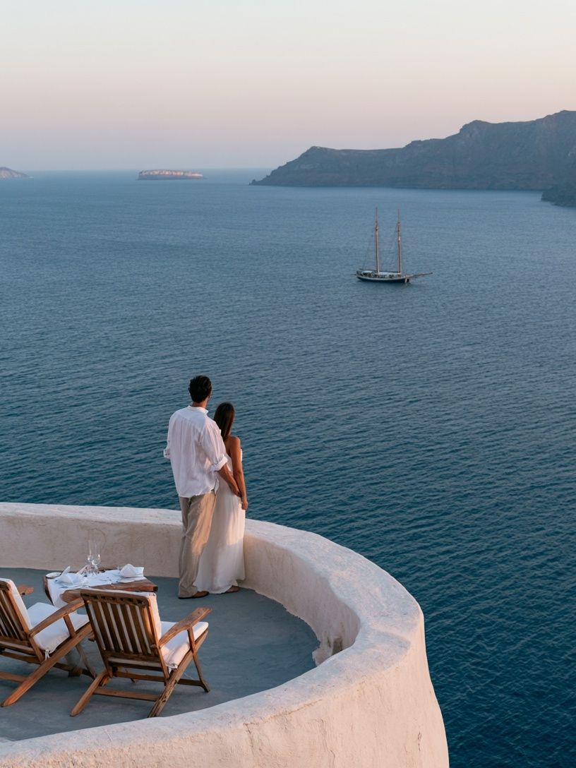 Santorini Seaside Romance Photography Poster. poster detail