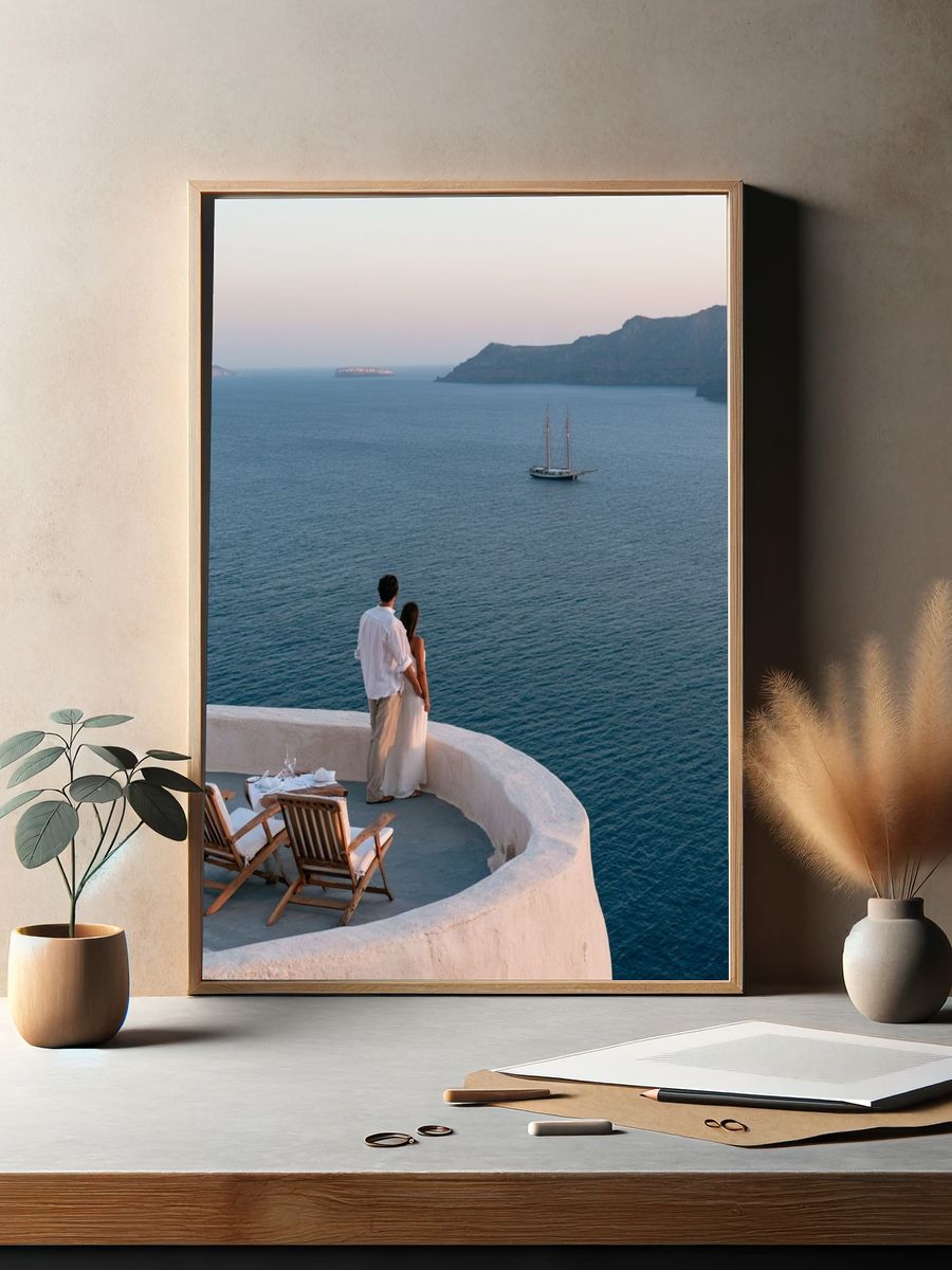Santorini Seaside Romance Photography Poster. — room view 2