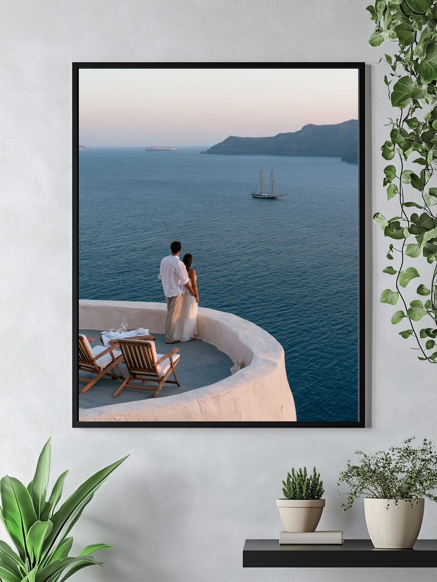 Santorini Seaside Romance Photography Poster. — room view 4