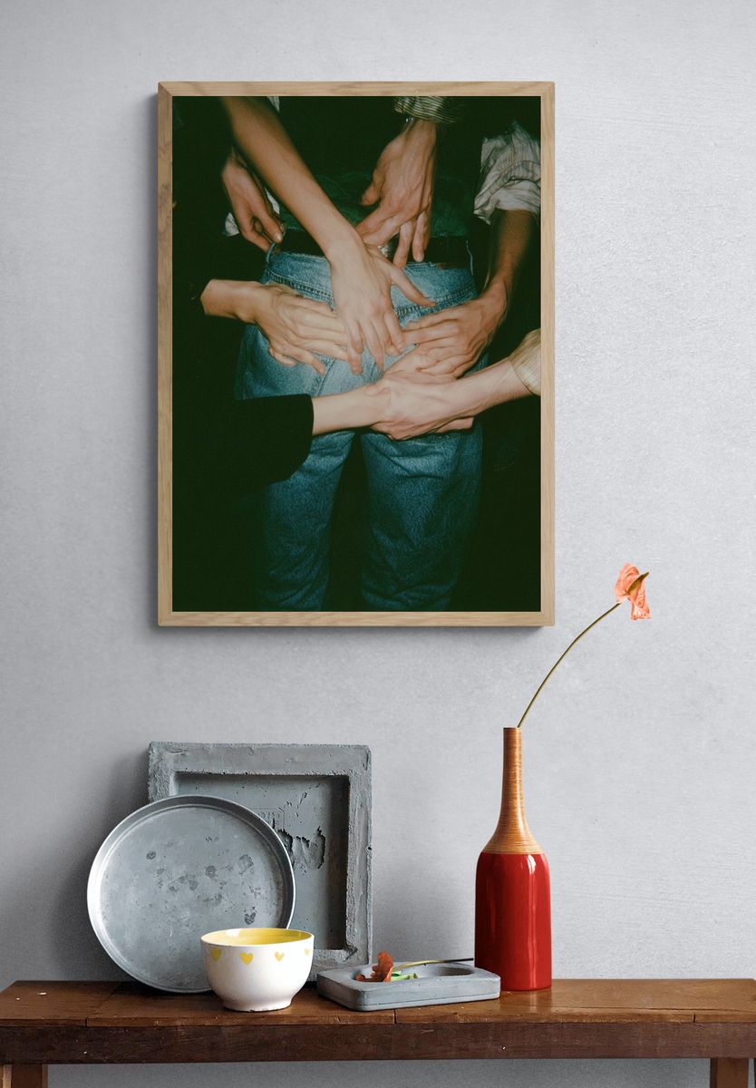 Human Hands Embrace Photography Poster. — room view 3