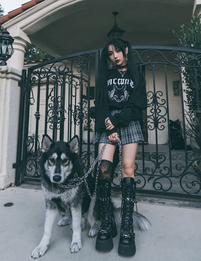 Gothic Girl with Husky Photography Poster. poster