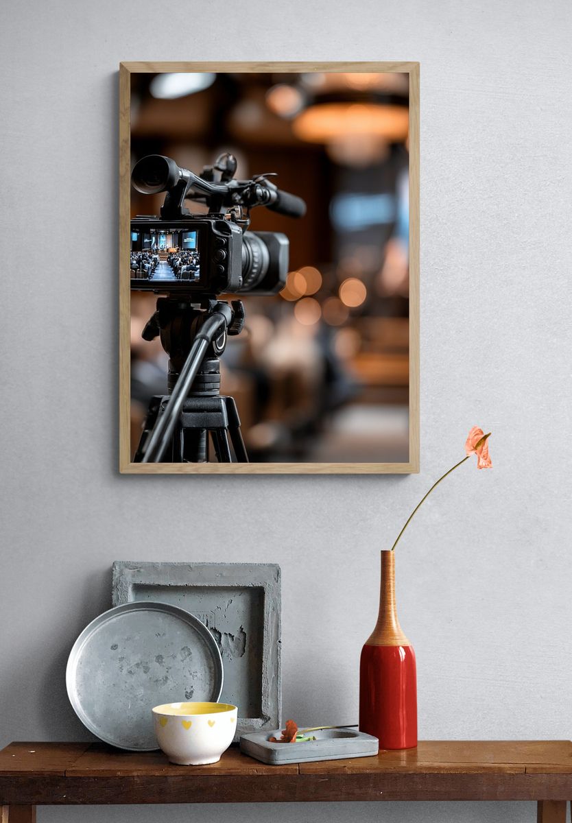 Camera on Tripod Photography Poster. — room view 3