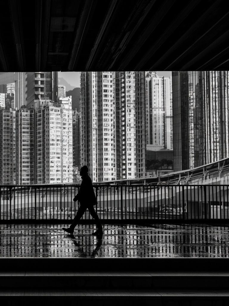 Urban Crossing Black-White Poster. poster detail