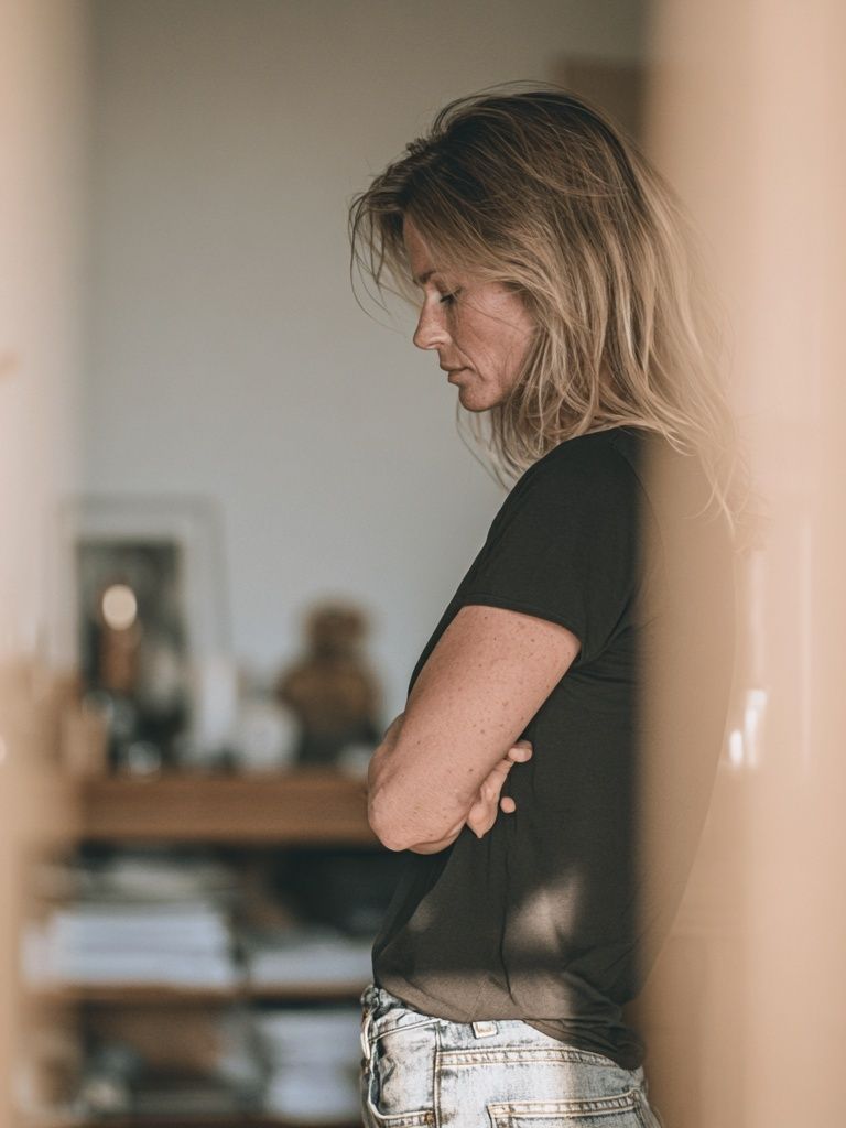 Contemplative Woman Portrait Print. poster detail