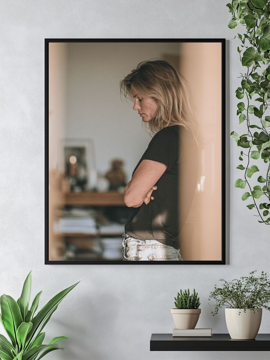 Contemplative Woman Portrait Print. — room view 4