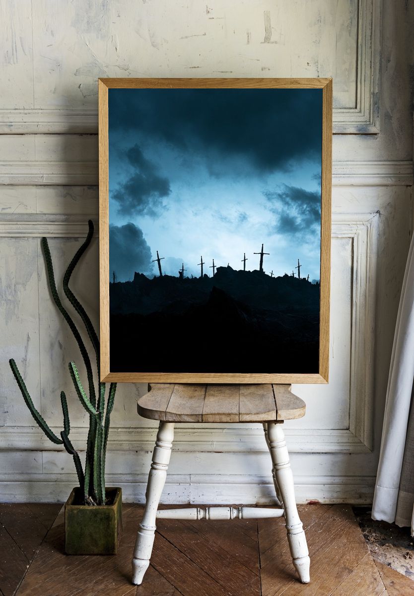 Stormy Cross Hill Photography Poster. — room view 1