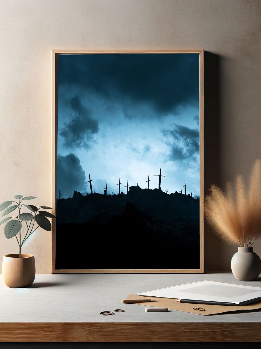 Stormy Cross Hill Photography Poster. — room view 2