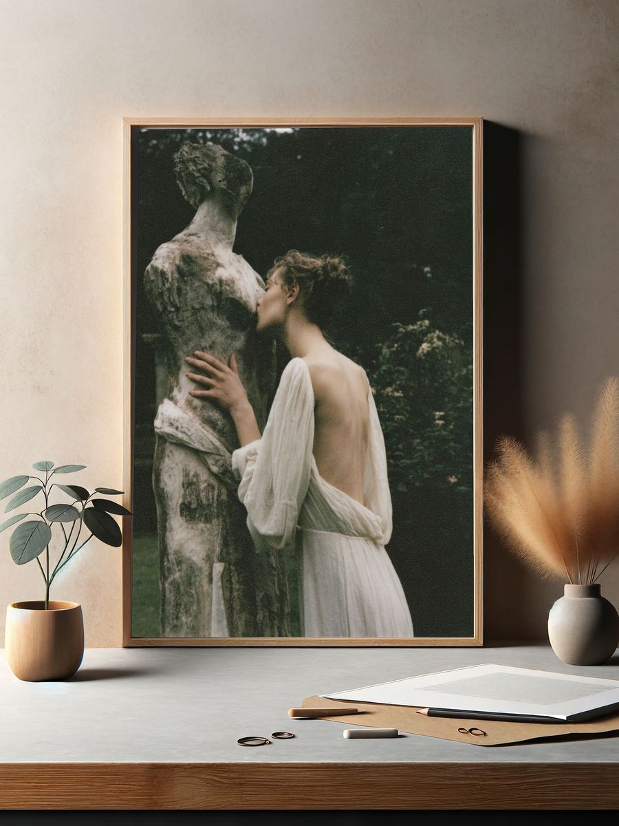 Classical Garden Embrace Photography Poster. — room view 2