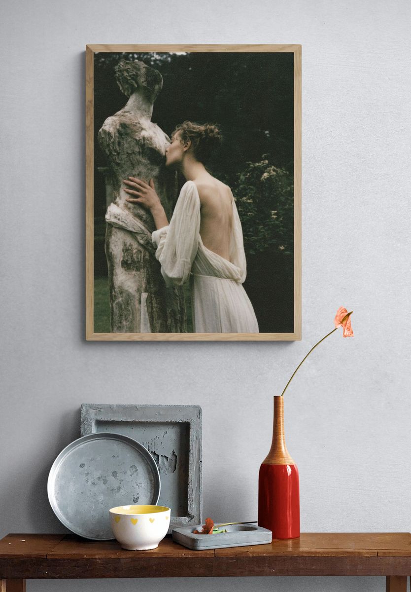 Classical Garden Embrace Photography Poster. — room view 3