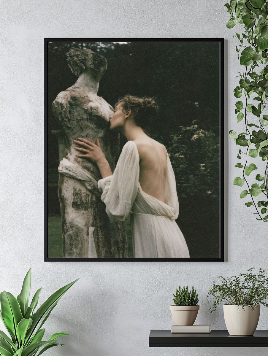 Classical Garden Embrace Photography Poster. — room view 4