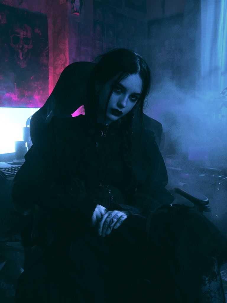 Gothic Neon Portrait Poster. poster detail