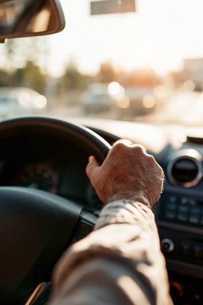 Sunlit Driving Hands Photography Poster. poster