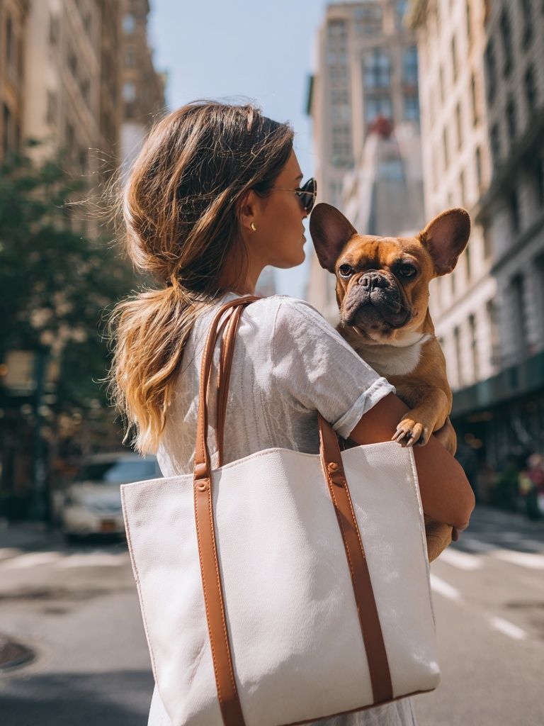 City Woman with French Bulldog Photography Poster. poster — photography art