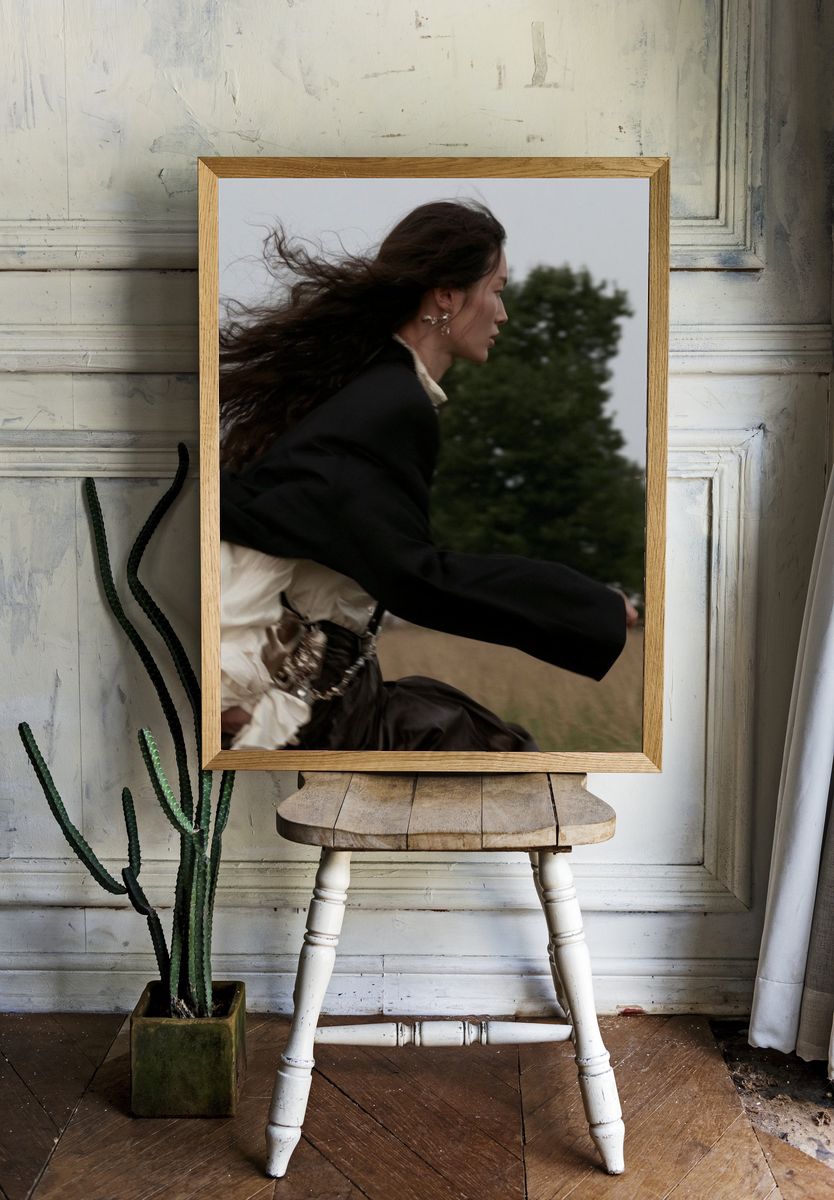 Windblown Woman Portrait Poster. — room view 1