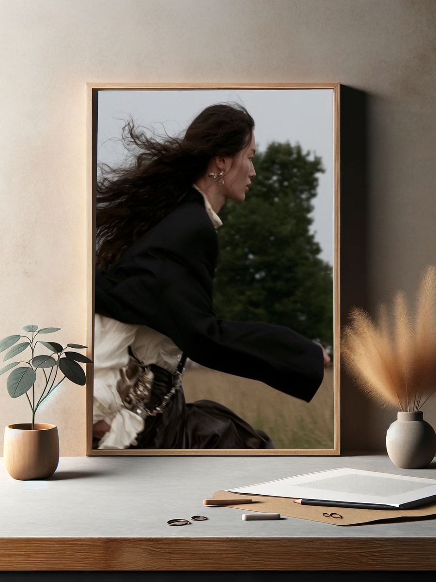 Windblown Woman Portrait Poster. — room view 2