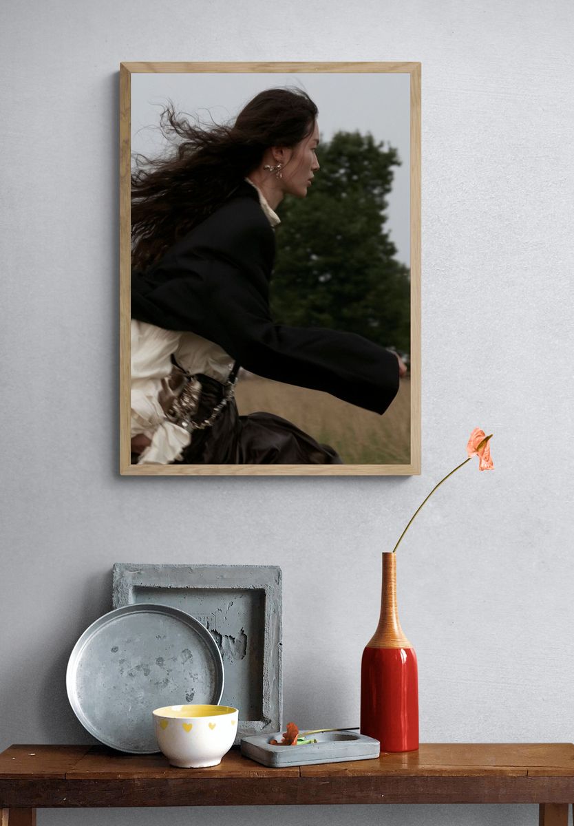 Windblown Woman Portrait Poster. — room view 3