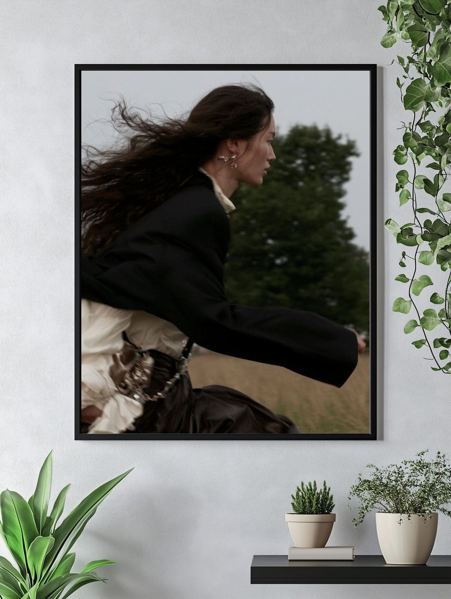 Windblown Woman Portrait Poster. — room view 4