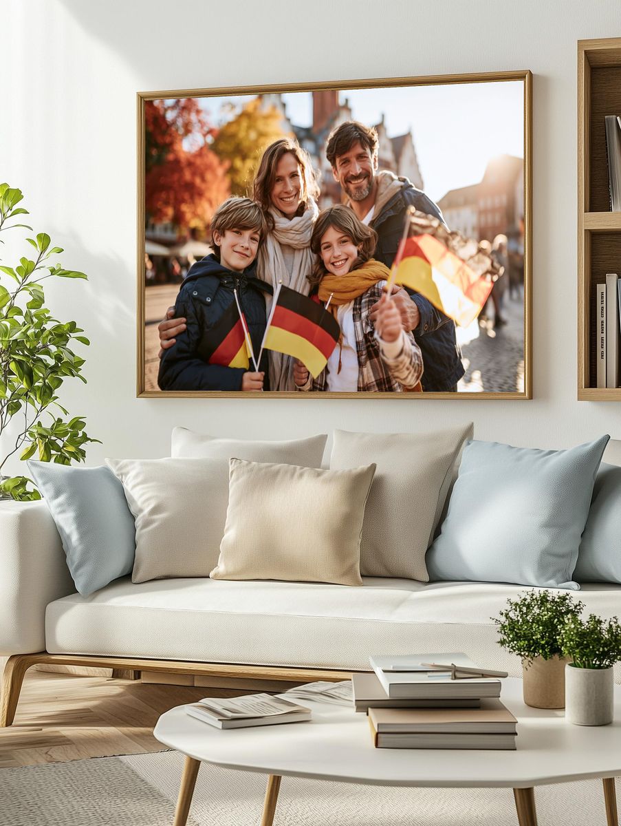 Happy Family with German Flags Photography Poster. — room view 2