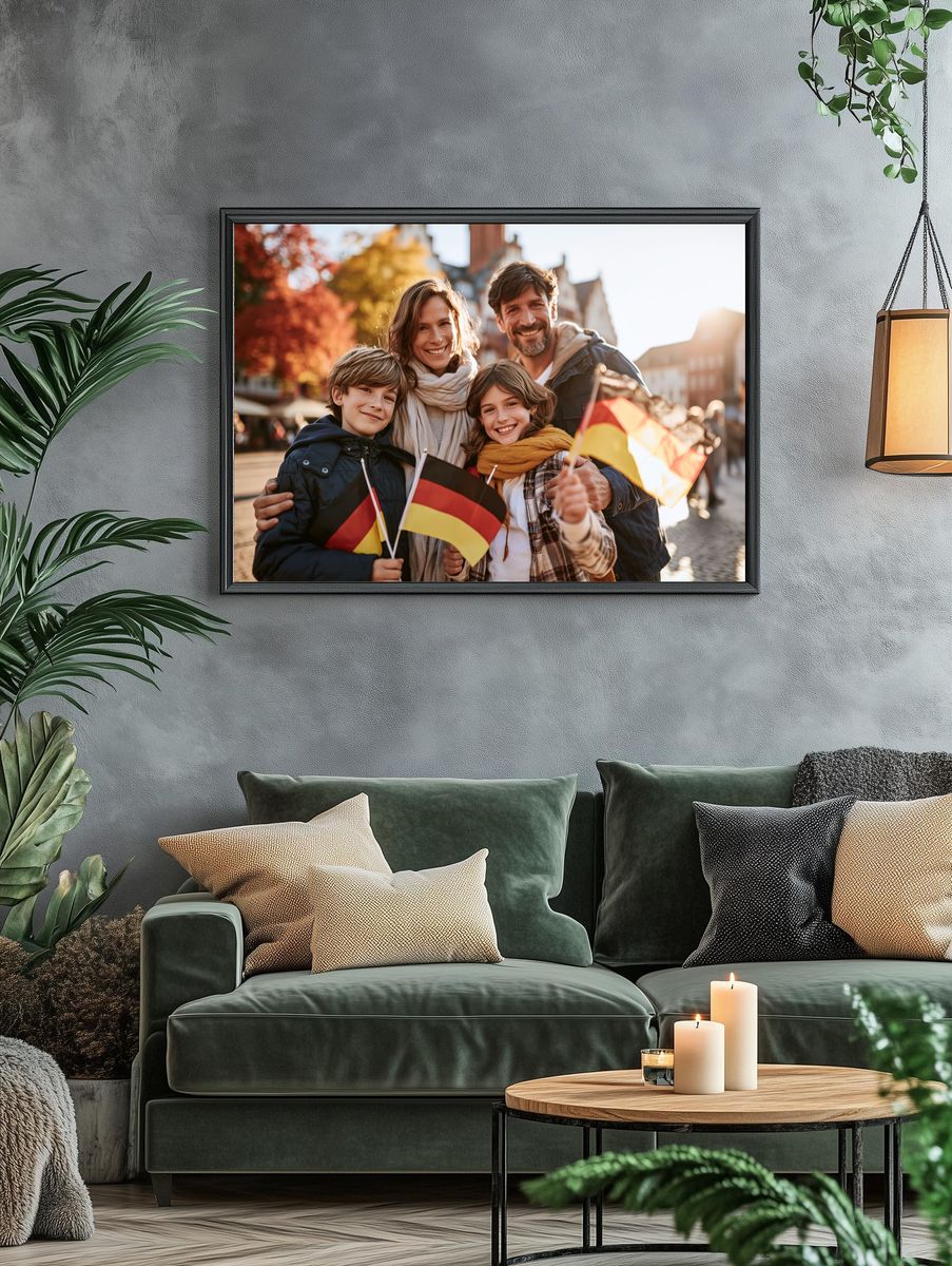 Happy Family with German Flags Photography Poster. — room view 4