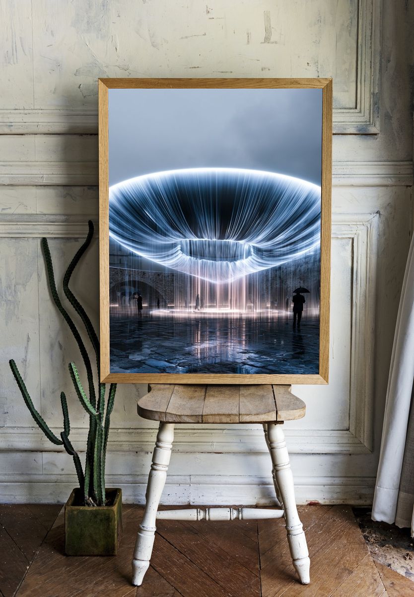 Glowing Fountain Light Sculpture Poster. room preview