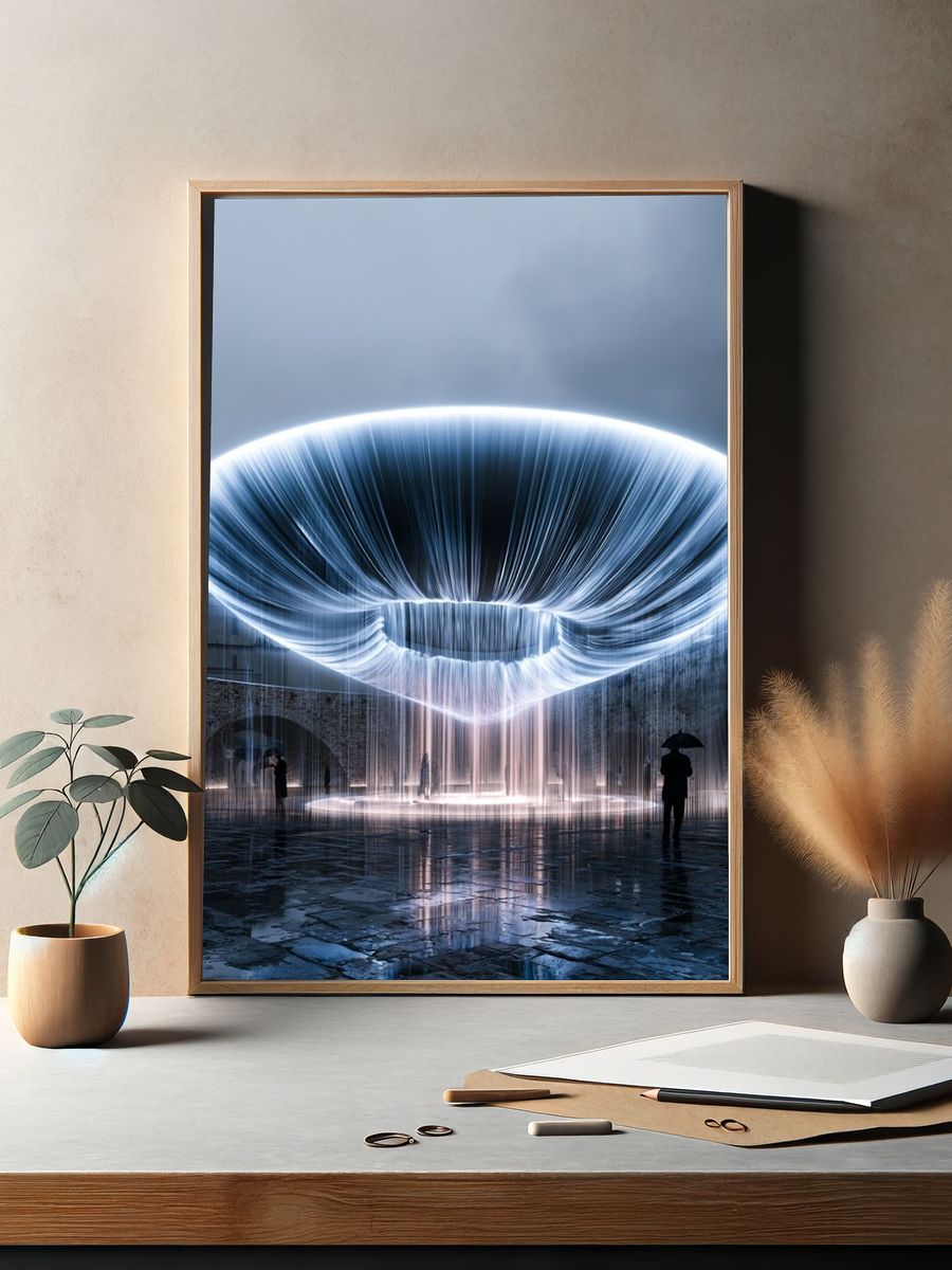 Glowing Fountain Light Sculpture Poster. — room view 2