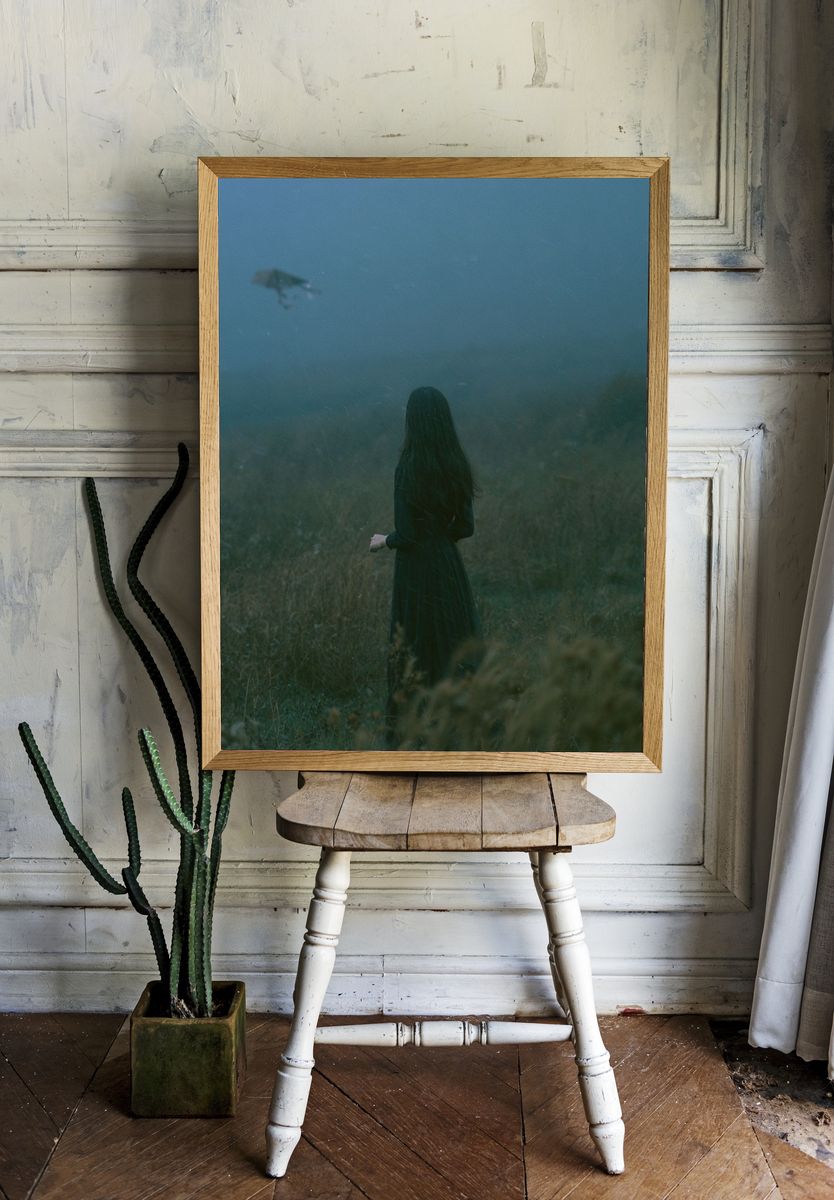 Misty Woman in Field Photography Poster. room preview
