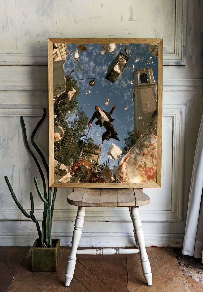 Floating Man Surreal Photography Poster. — room view 1