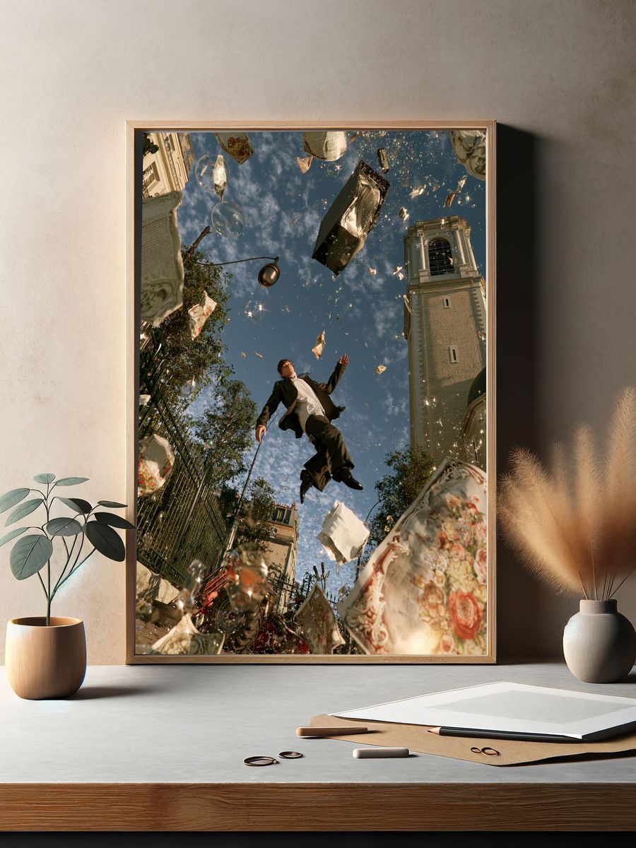 Floating Man Surreal Photography Poster. — room view 2