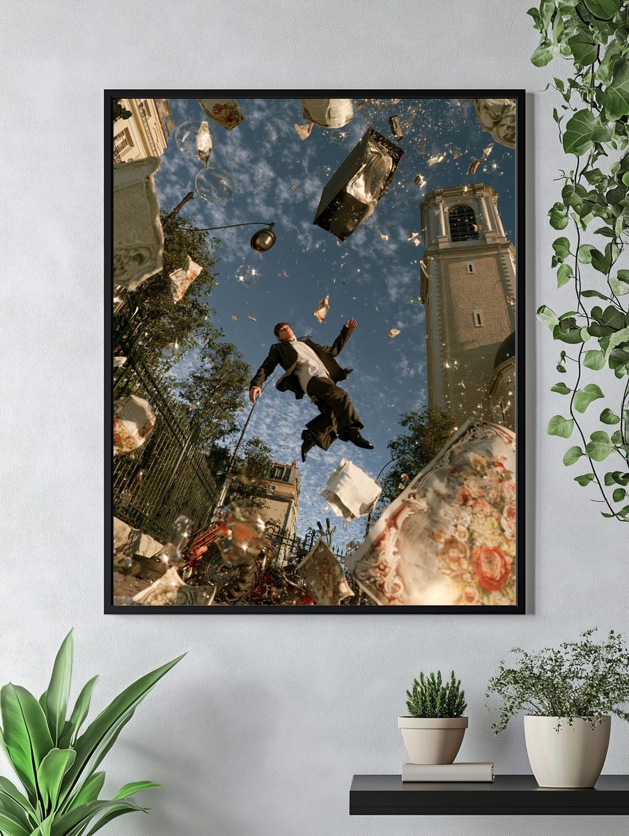 Floating Man Surreal Photography Poster. — room view 4