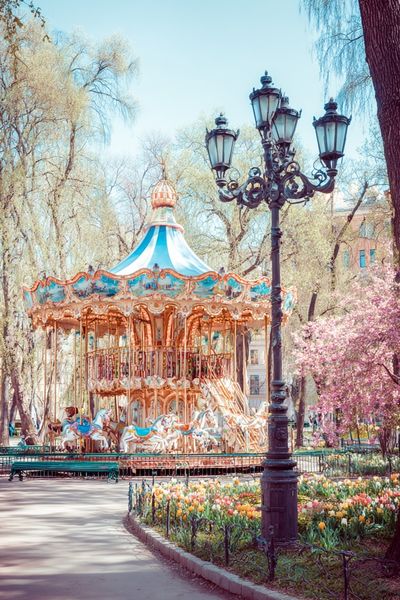 Spring Carousel Park Photography Poster. poster