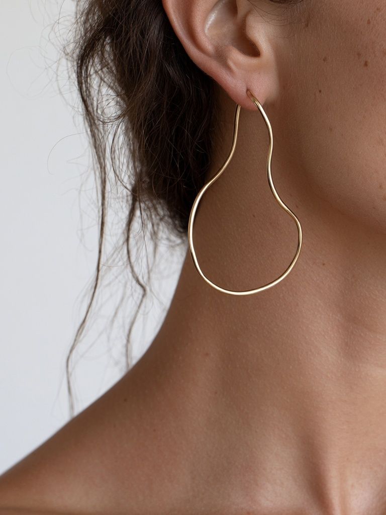 Gold Hoop Earring Portrait Print. poster detail