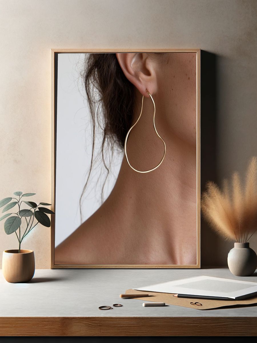 Gold Hoop Earring Portrait Print. — room view 2