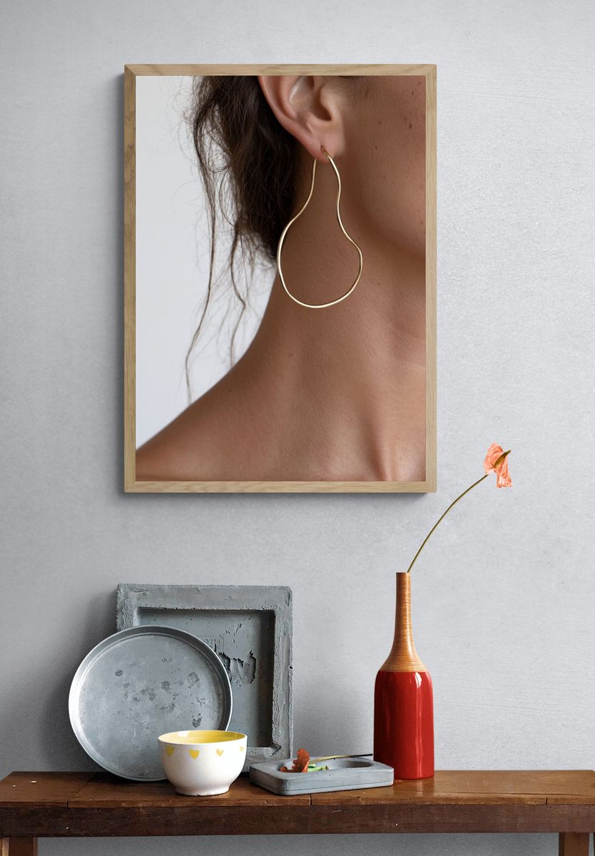Gold Hoop Earring Portrait Print. — room view 3
