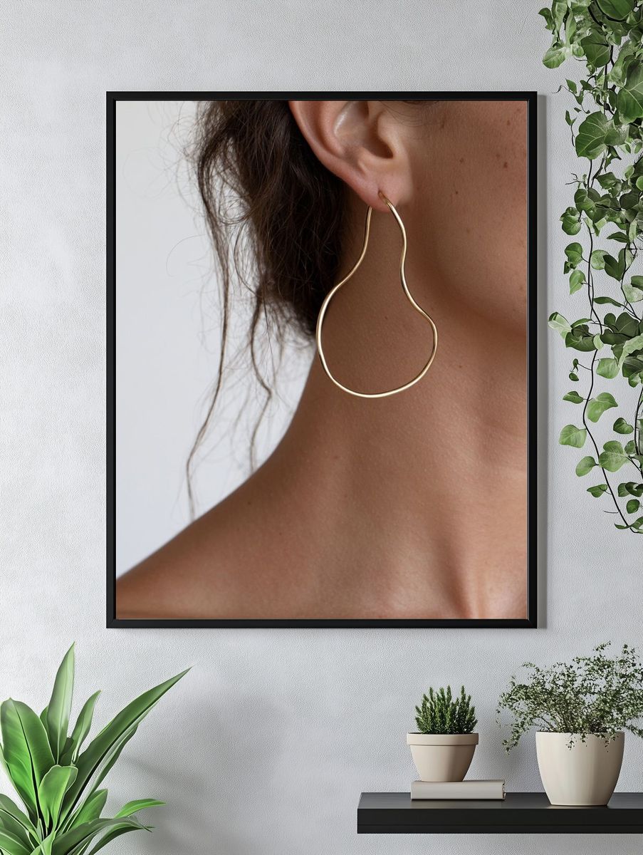 Gold Hoop Earring Portrait Print. — room view 4