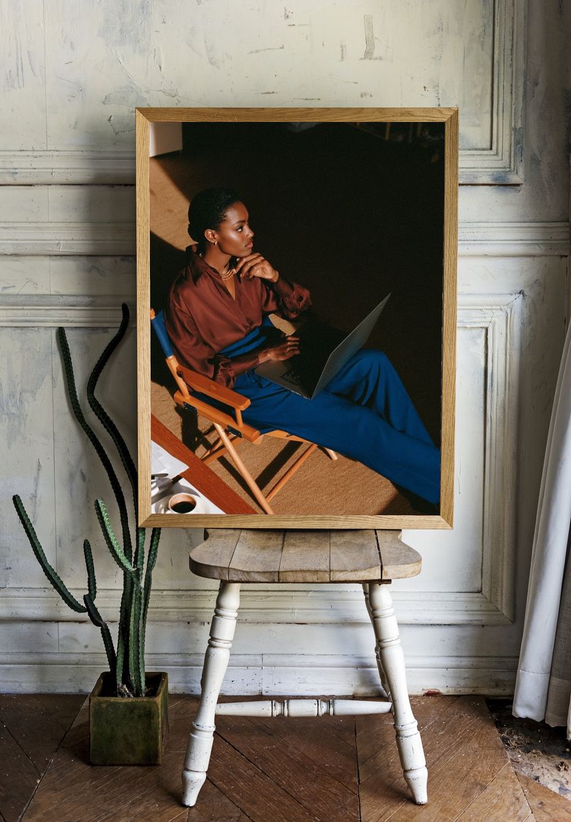 Editorial Woman with Laptop Poster. — room view 1