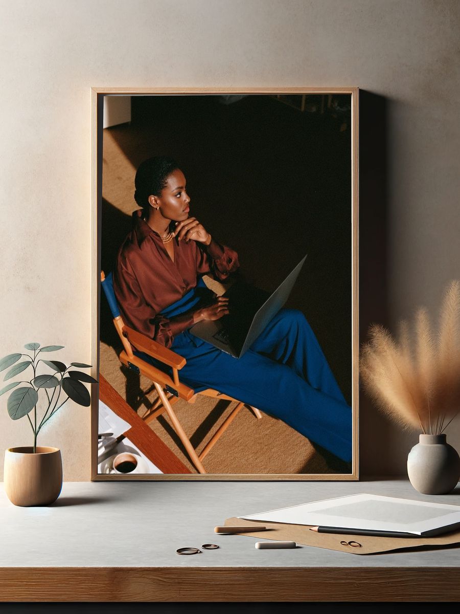 Editorial Woman with Laptop Poster. — room view 2