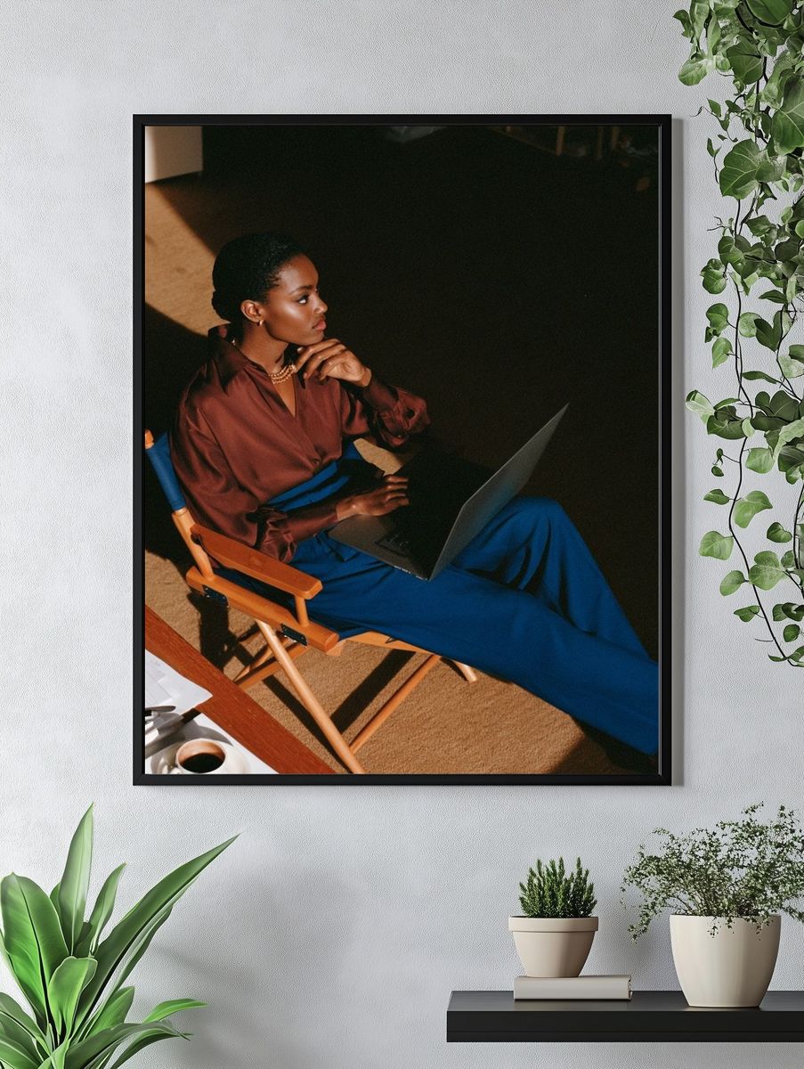 Editorial Woman with Laptop Poster. — room view 4