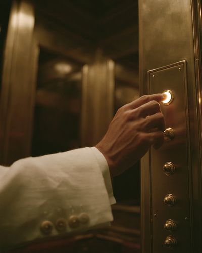 Elevator Button Hand Photography Poster.