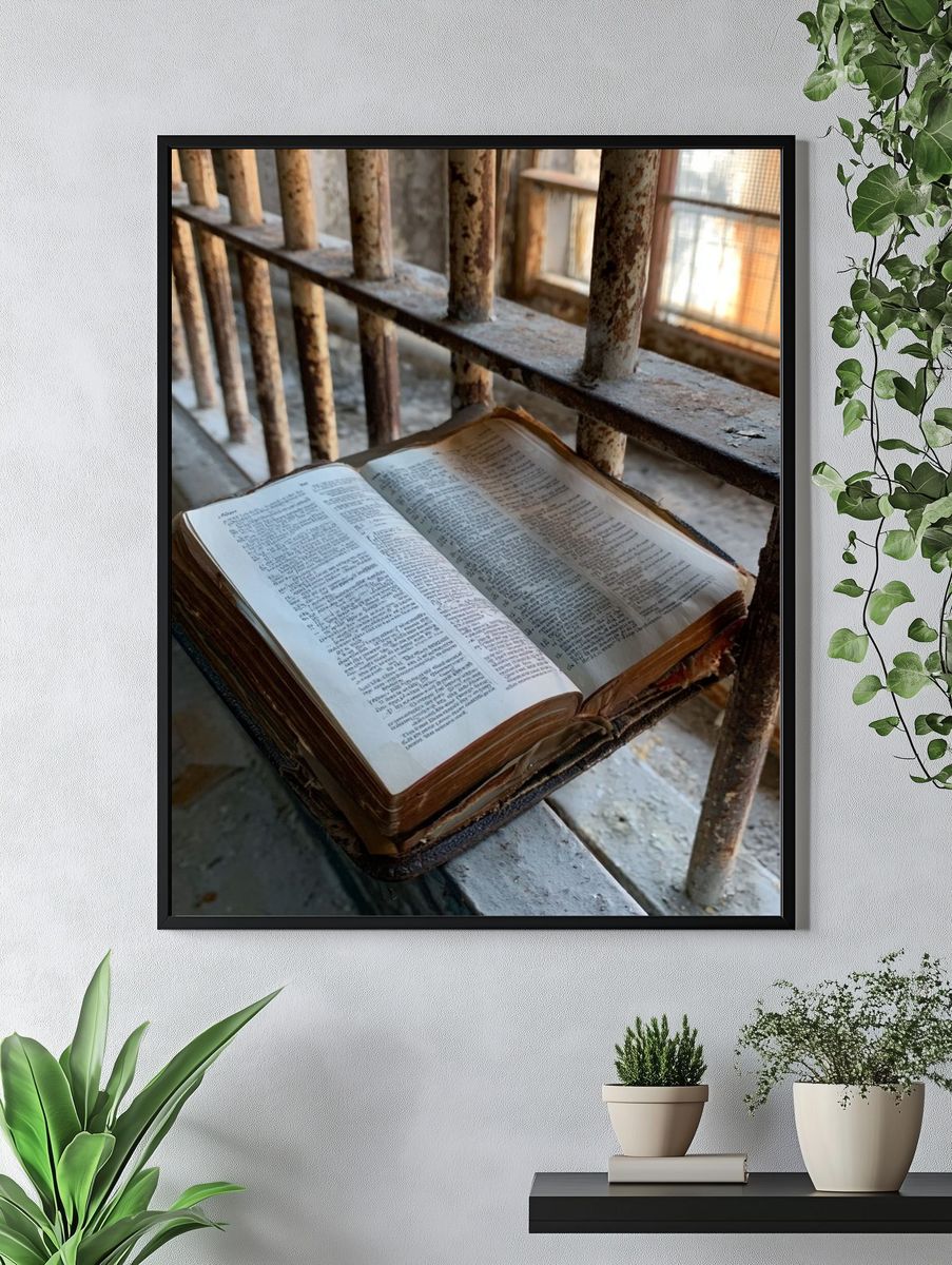 Open Bible in Sunlight Photography Poster. — room view 4