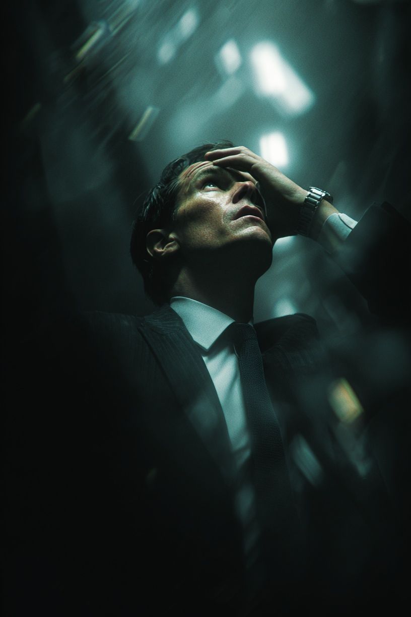 Anxious Man Portrait Photography Poster. poster detail