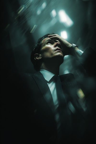 Anxious Man Portrait Photography Poster. poster