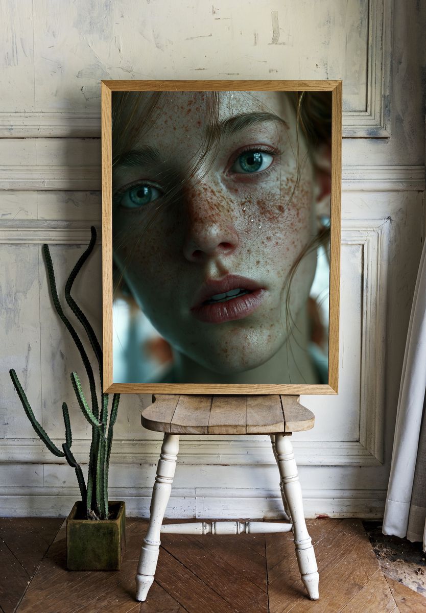 Freckled Portrait Photography Poster. — room view 1