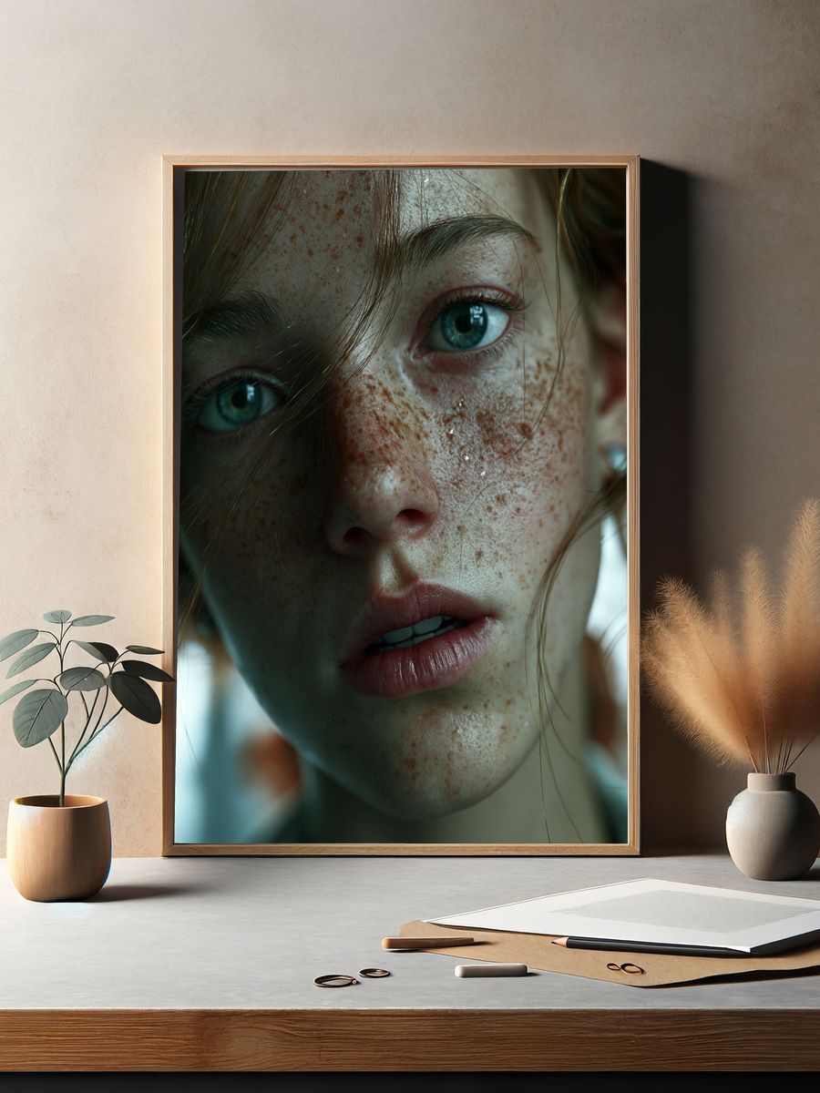 Freckled Portrait Photography Poster. — room view 2