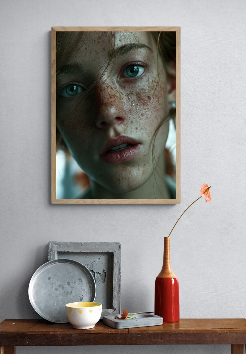 Freckled Portrait Photography Poster. — room view 3