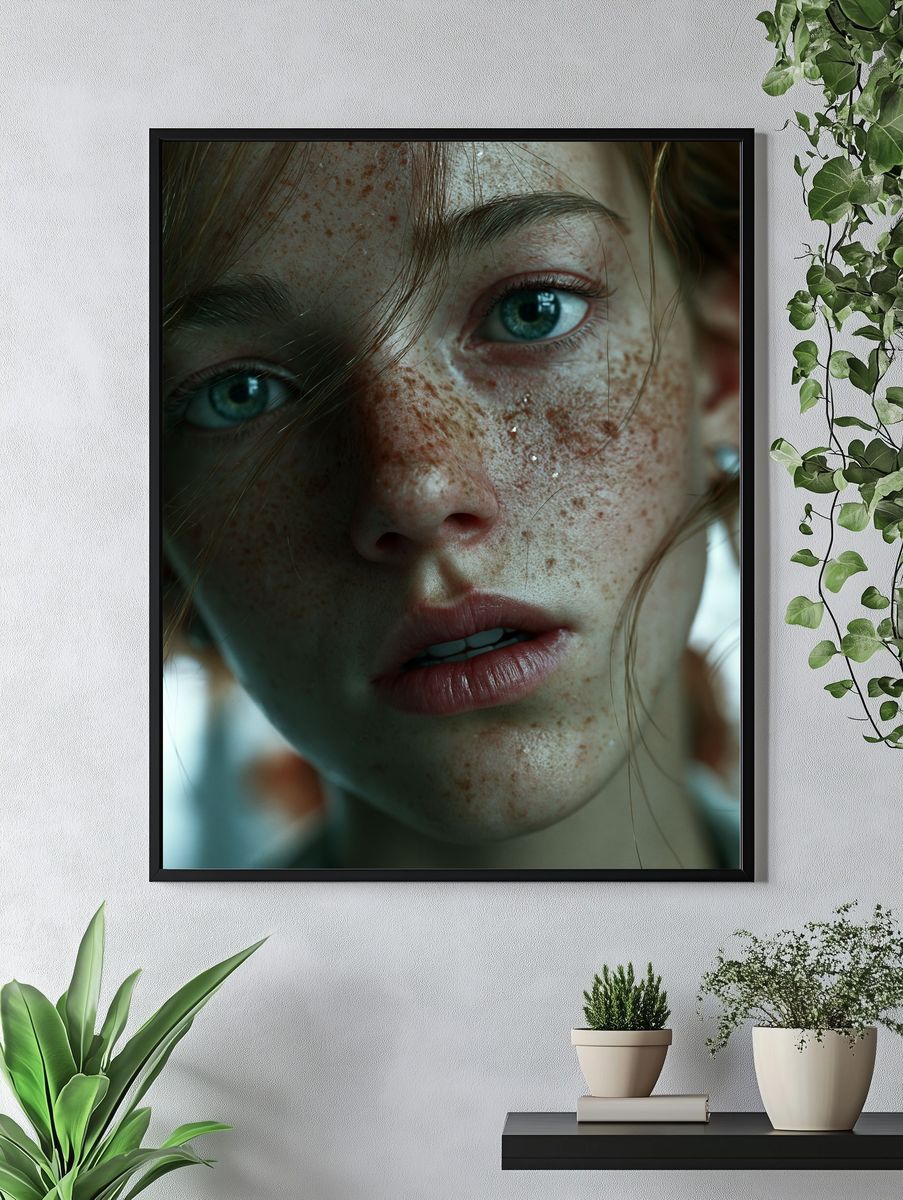 Freckled Portrait Photography Poster. — room view 4