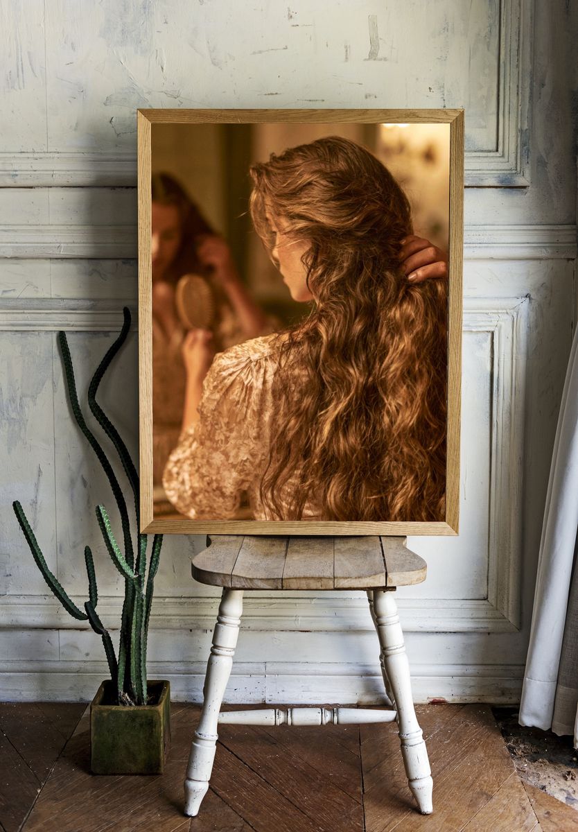 Vintage Woman in Mirror Photography Poster. room preview