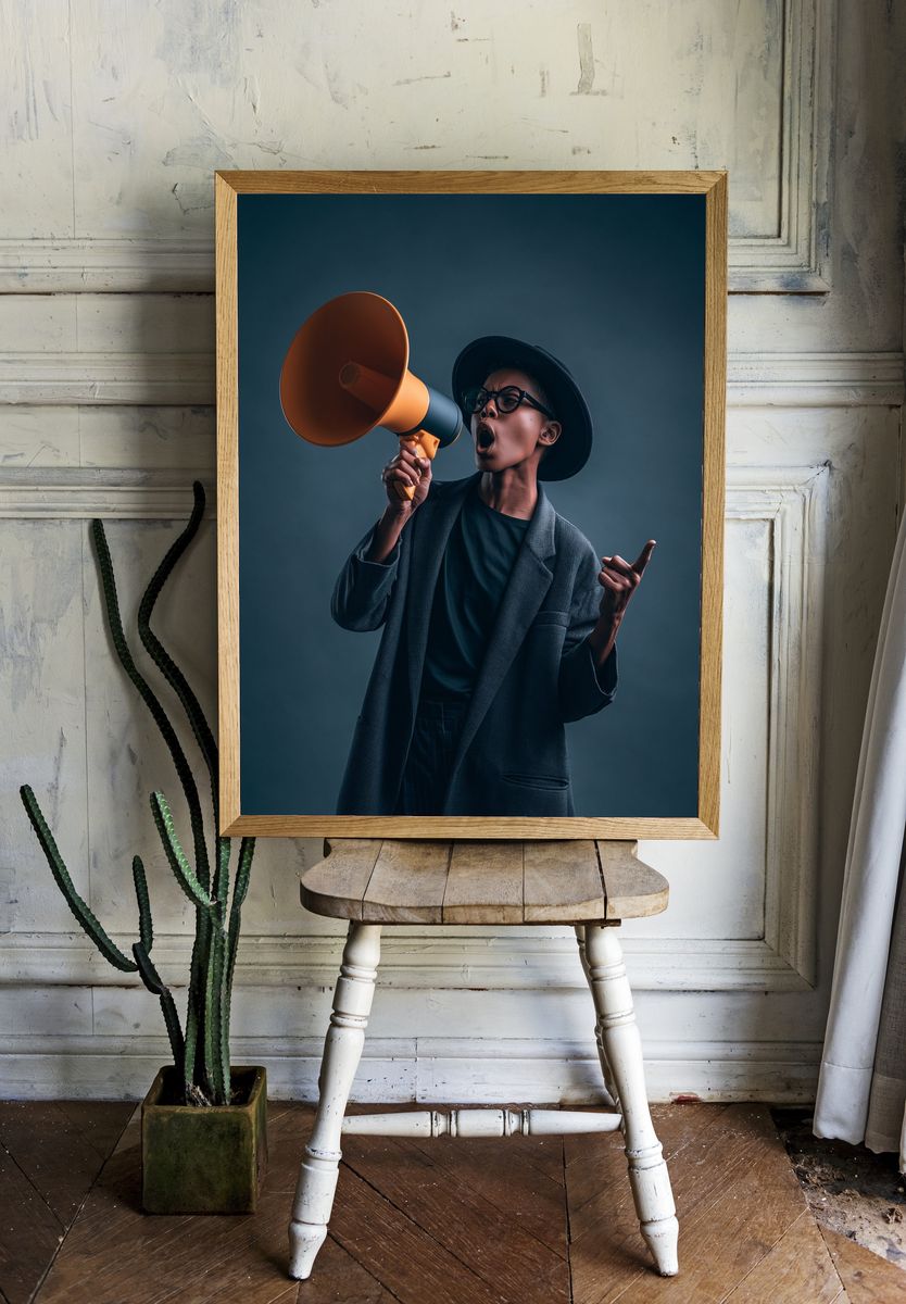 Megaphone Protest Portrait Poster. — room view 1