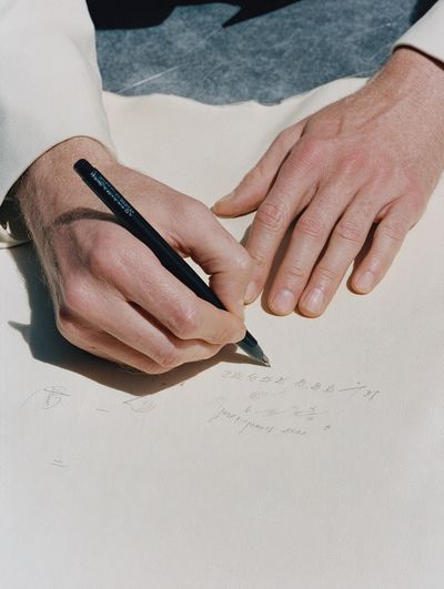 Hands Writing on Paper Photography Poster. poster print