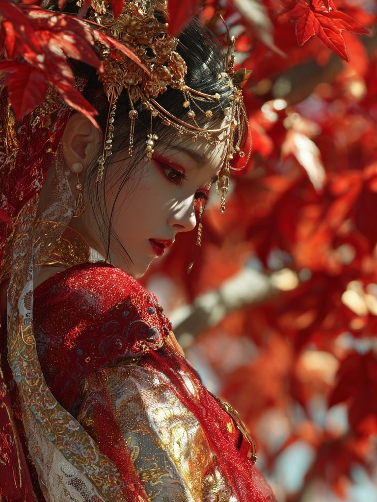 Crimson Geisha Portrait Print. poster — photography art