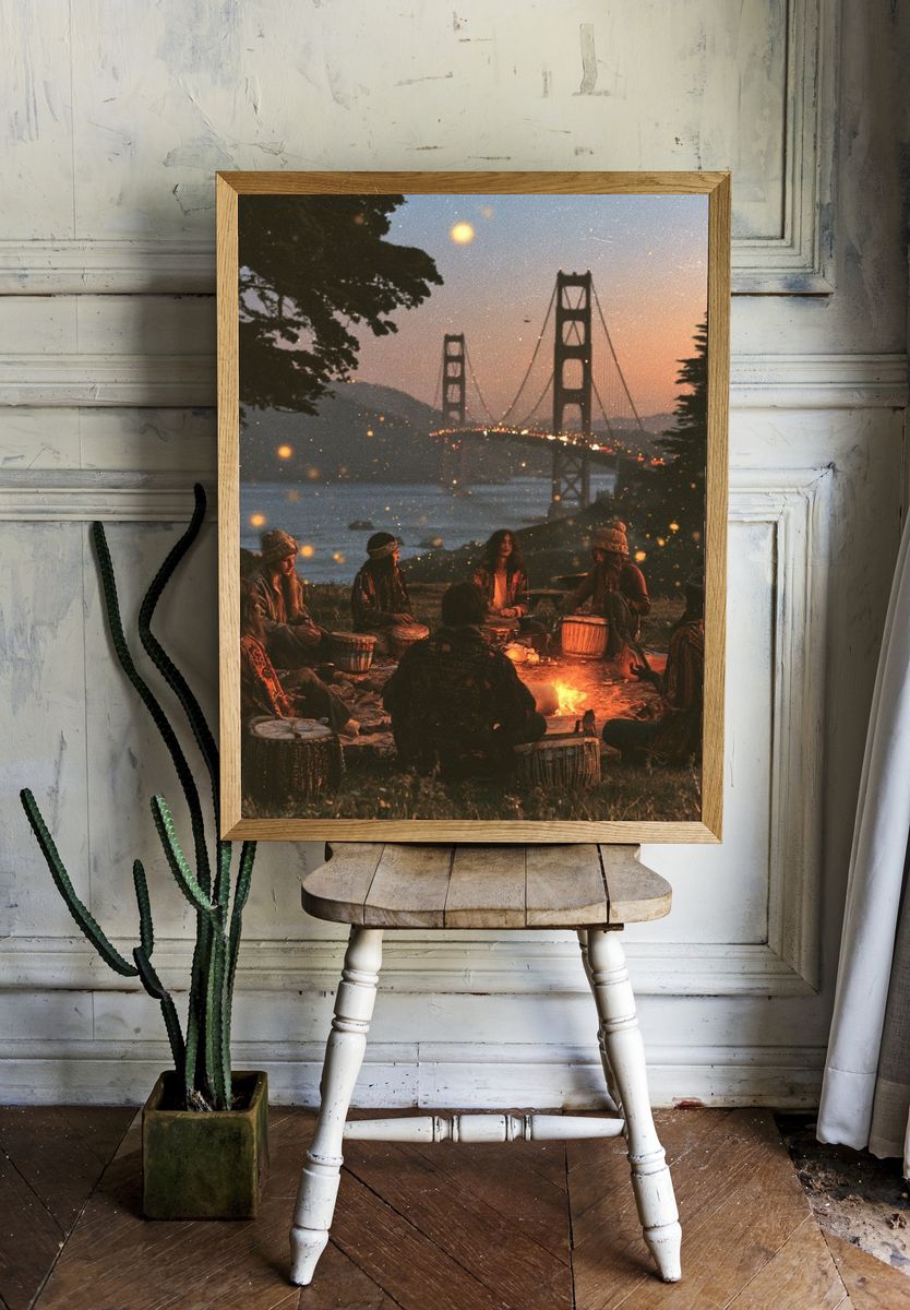 Golden Gate Drum Circle Photography Poster. — room view 1